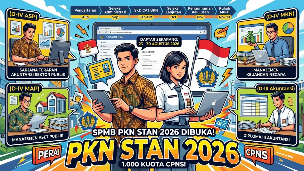 Ilustrasi rangkaian pendaftaran SPMB PKN STAN. (Radar Tuban/ AI)