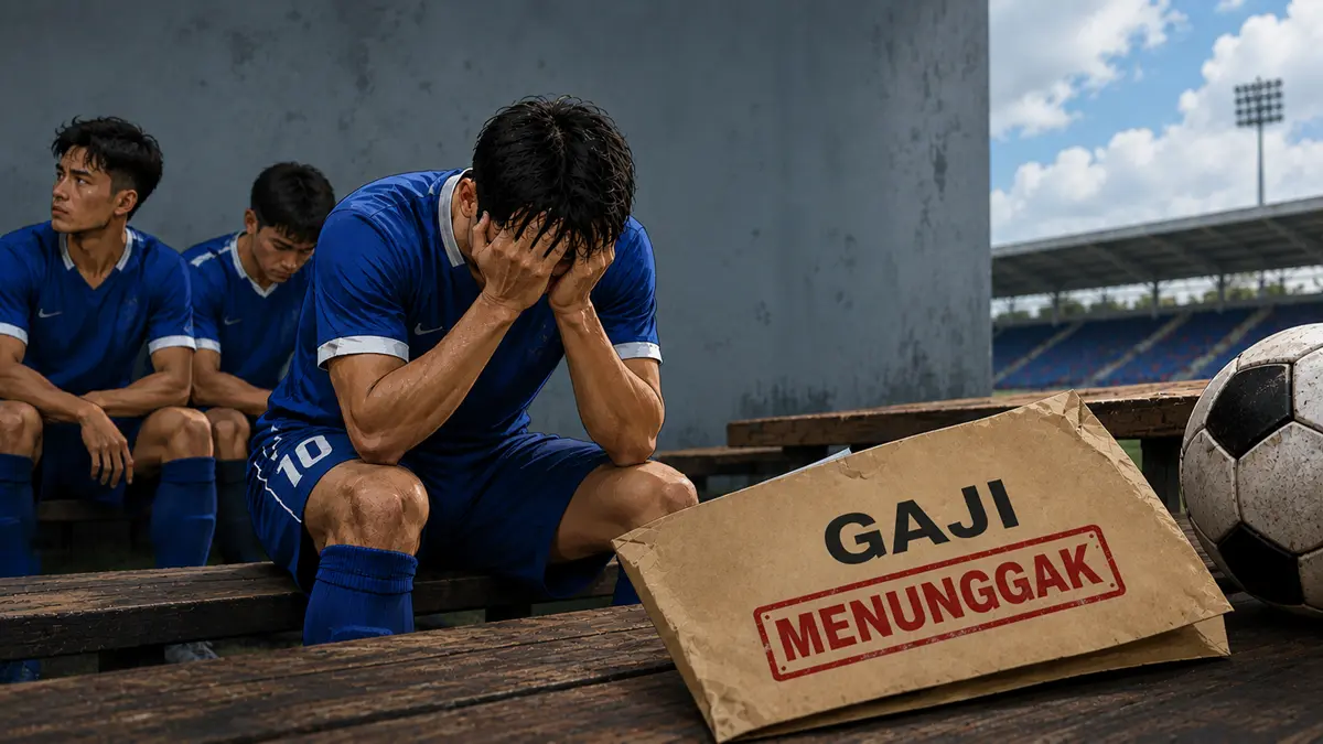 Tunggakan gaji pemain menghantui 28 klub Indonesia. (RADARTUBAN/AI)