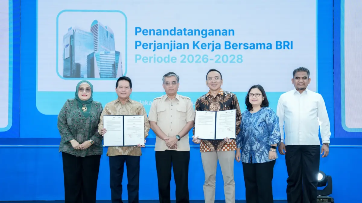 Dirut BRI Hery Gunardi dan Serikat Pekerja BRI sepakati PKB periode 2026-2028 di Menara BRILiaN. (Dok. BRI)