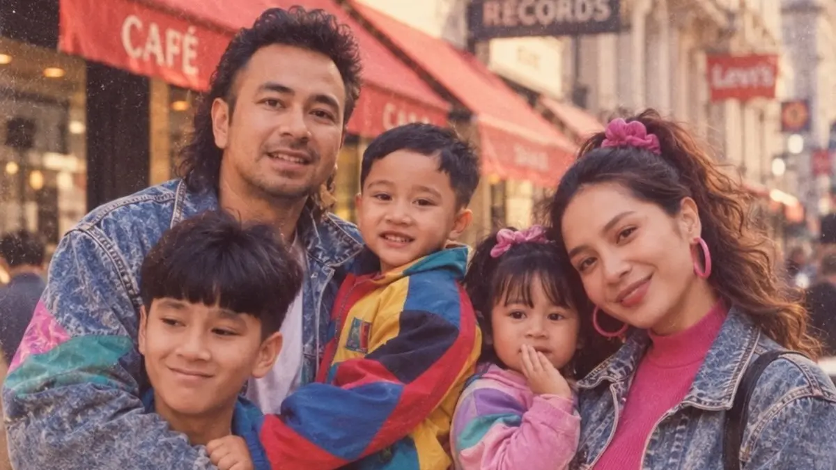 Raffi Ahmad dan Nagita Slavina turut mengikuti tren foto ala anak 80-an ramai di Instagram. (instagram.com/faffinagita1717)