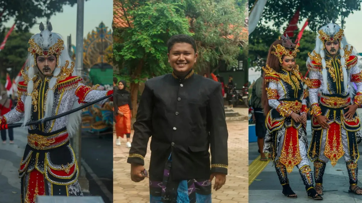 Suganda Saputra dengan desai maskotnya saat TSNC 2026. (Suganda Saputra untuk Radar Tuban)