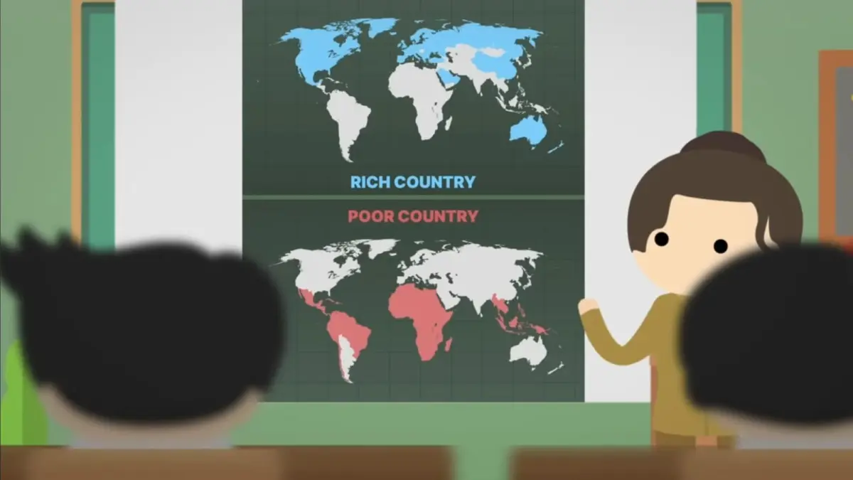 Ilustrasi pemetaan dinamika ekonomi dan pengaruh iklim terhadap kesejahteraan negara. (Tangkapan layar Youtube Kok Bisa)