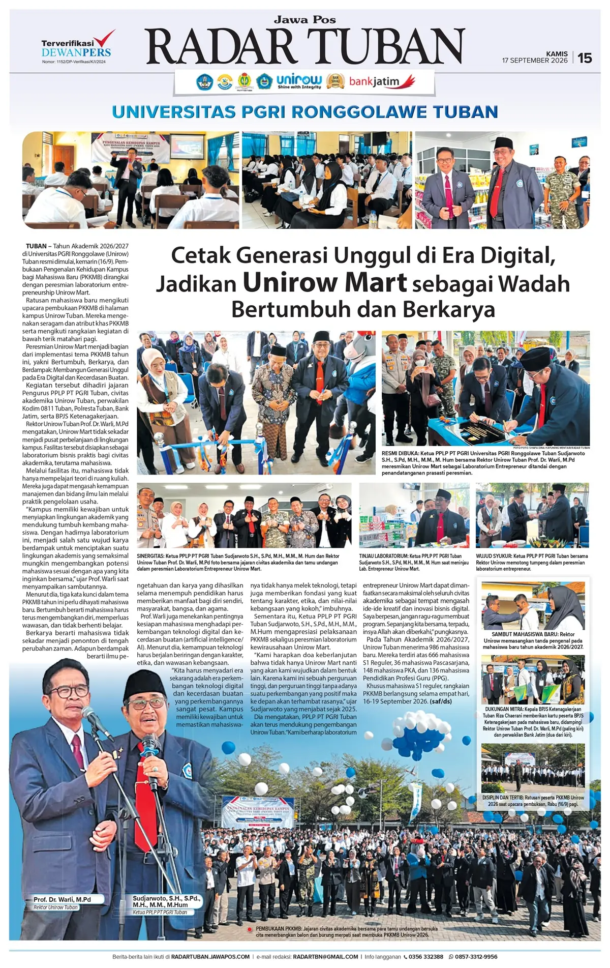PKKMB Unirow Tuban dan peluncuran Unirow Mart.