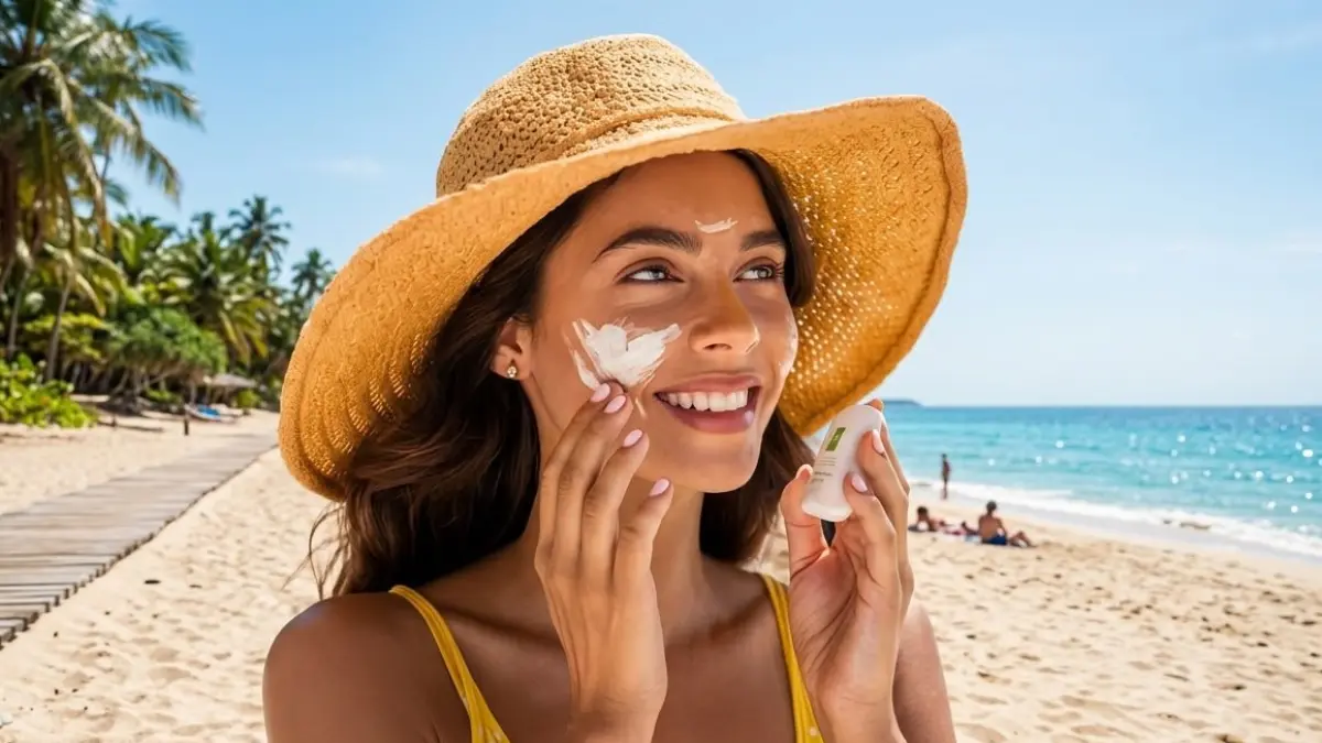 Ilustrasi penggunaan sunscreen. (Radar Tuban/ AI)