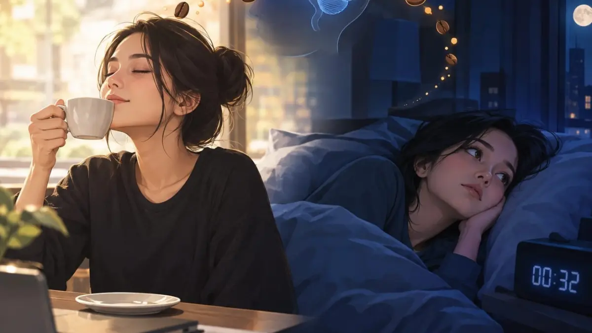 Ilustrasi seseorang yang tidak bisa tidur setelah mengonsumsi kopi. (Radar Tuban/ AI)
