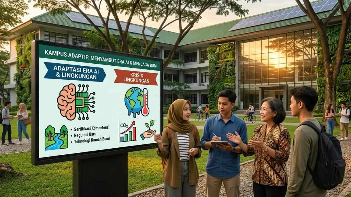 Ilustrasi Lingkungan Kampus. (RADARTUBAN/AI)