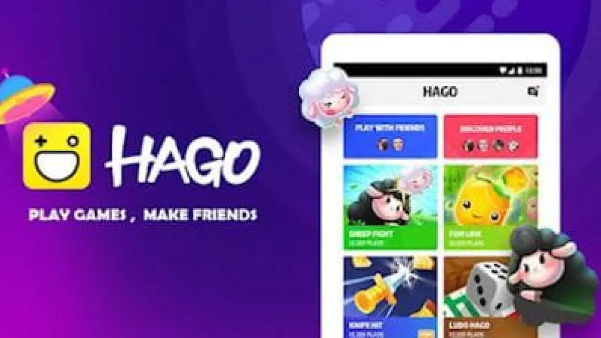 Tampilan antarmuka aplikasi game kasual HAGO yang memadukan fitur permainan sosial dan ruang obrolan. (pinterest.com)
