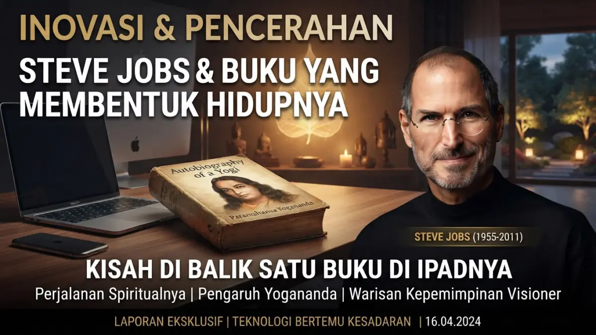 Steve jobs dan buku yang membentuk hidupnya. (Ilustrasi Radar Tuban/AI)