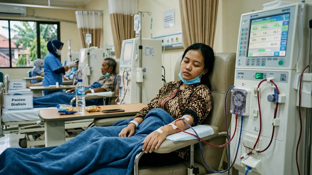 Ilustrasi generasi muda yang tengah melakukan cuci darah. (Radar Tuban/ AI)