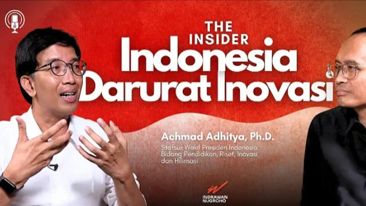 Ahmad Aditya mengungkap dua tantangan Indonesia membangun ekonomi berbasis inovasi. (Tangkapan layar Youtube indrawannugroho)