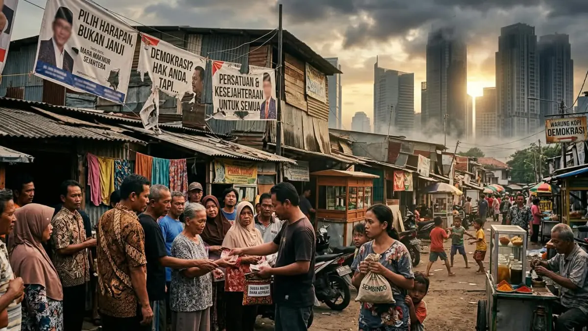 Kontras Demokrasi dan Ketimpangan Sosial. (Radar Tuban/ AI)