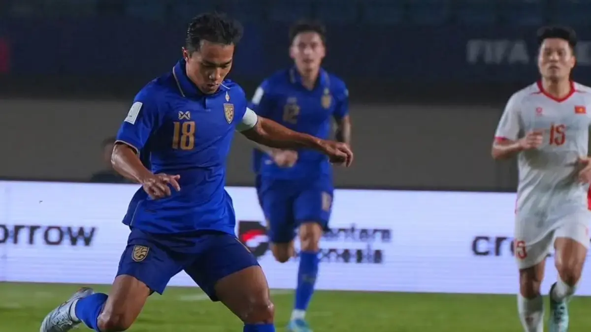 Chanathip Songkrasin saat laga melawan Vietnam. (instagram.com/ changsuek)