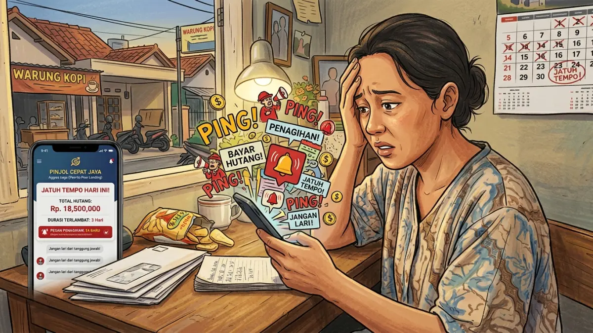 Ilustrasi orang terjerat hutang pinjol. (Radar Tuban/ AI)
