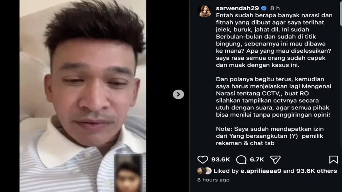 Rekaman video call ruben onsu dengan seorang pria viral di media sosial. (Tangkapan layar instagram.com/sarwendah29)