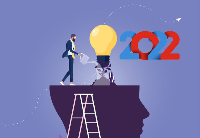 Businessman watering that growing lightbulb plant from the brain as metaphor growth personality