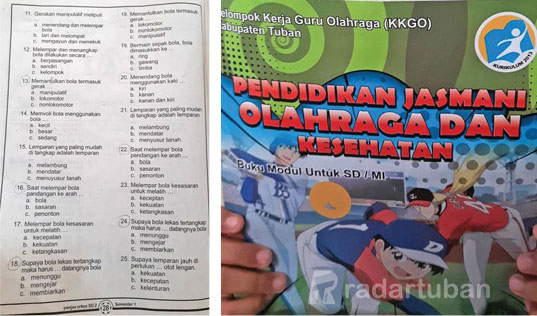 MEMBINGUNGKAN: Materi uji kompetensi penjas orkes SD kelas 2 yang terkasan ala kadarnya. / Zakki Tamami