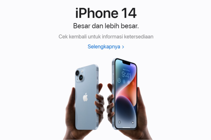 Tangkapan layar iPhone 14 sudah dipajang di situs resmi Apple Indonesia, Jumat (30/9/2022).(apple.com/id)