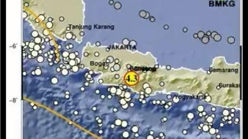 Gempa bumi berpusat di darat mengguncang Kabupaten Bandung, Sabtu (28/1/2023) dini hari. (Foto : BMKG)