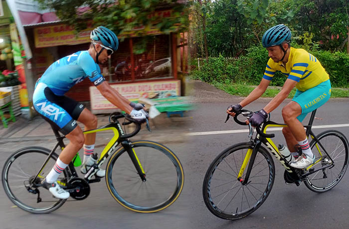 BERLATIH: Hari Fitrianto saat berolahraga menyalurkan hobinya mengayuh road bike.
