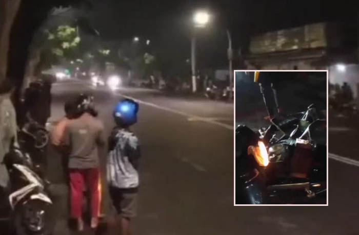 BALAPAN: Sejumlah pengendara balapan di Jalan Panglima Sudirman, Kelurahan Purworejo, Minggu (2/7) dini hari.