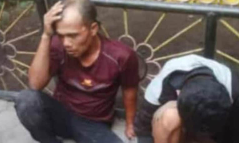 KEOK: Dua jambret yang babak belur dimassa. (Foto: Istimewa)