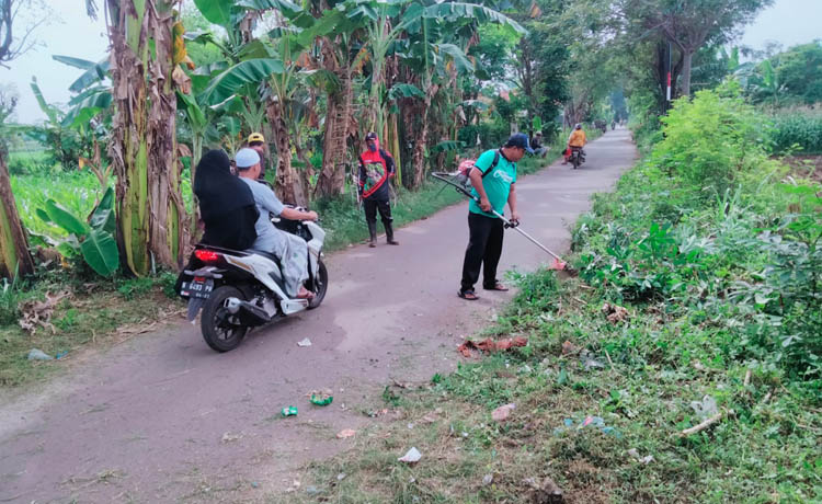 JAGA KEBERSIHAN: Sejumlah warga Desa Pohsangit Leres melakukan kerja bakti. Kegiatan ini rutin digelar setiap Jumat pagi. (Foto: Pemdes Pohsangit Leres for Jawa Pos Radar Bromo)