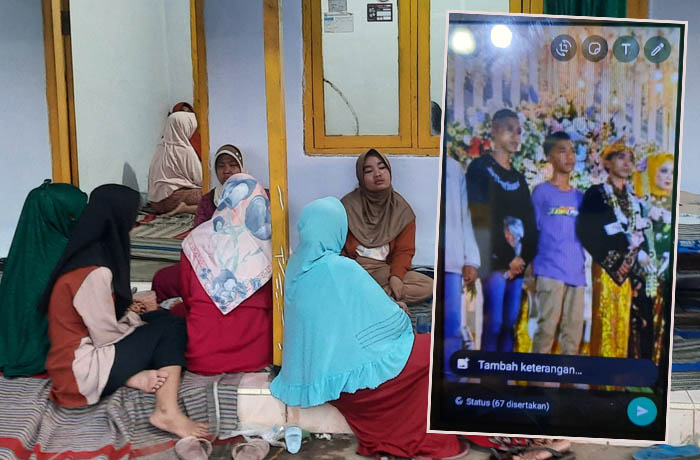 BERDUKA: Suasana rumah duka korban Samsul Arifin, 17, di Jalan Cangkring, Kanigaran, Kota Probolinggo. Inset, Korban Samsul Arifin (berkaus ungu) semasa hidup.