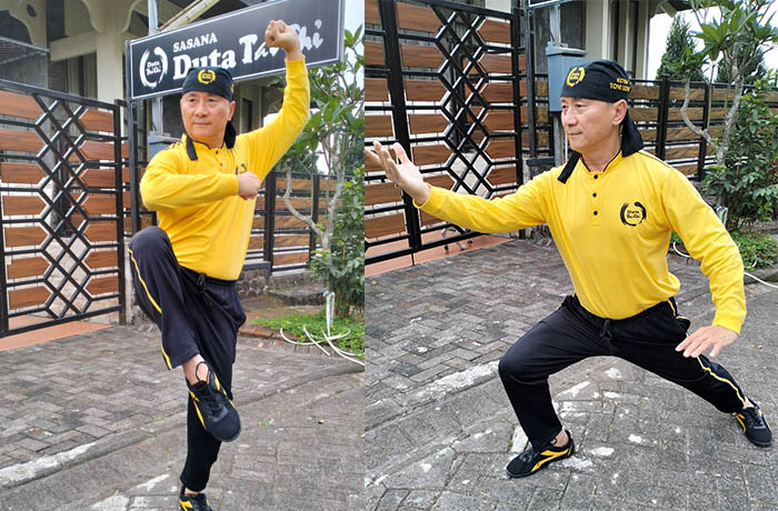AKTIF MELATIH: Tony Liono, 70, terus menyebarkan kebaikan Tai Chi. Mulai di dalam negeri, juga sampai ke Singapura.