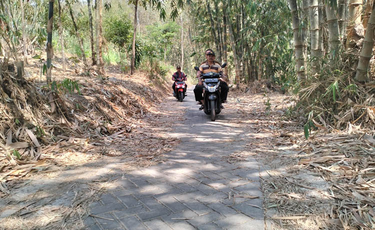 LANCARKAN AKSES: Pavingisasi jalan usaha tani sudah teralisasi pembangunannya tahun ini di Dusun Penjalinan, Desa Jatisari, Kecamatan Purwodadi