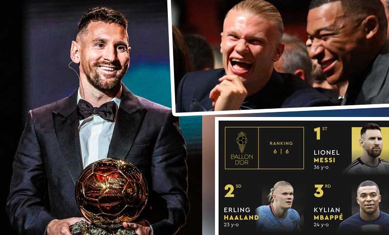 Lionel Messi saat meraih Ballon d