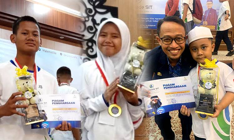 TERBAIK: Dari kiri, M Brian Hadi, Tiara EY dan Asyraf Abdullah Malik bersama trofi yang diraih.