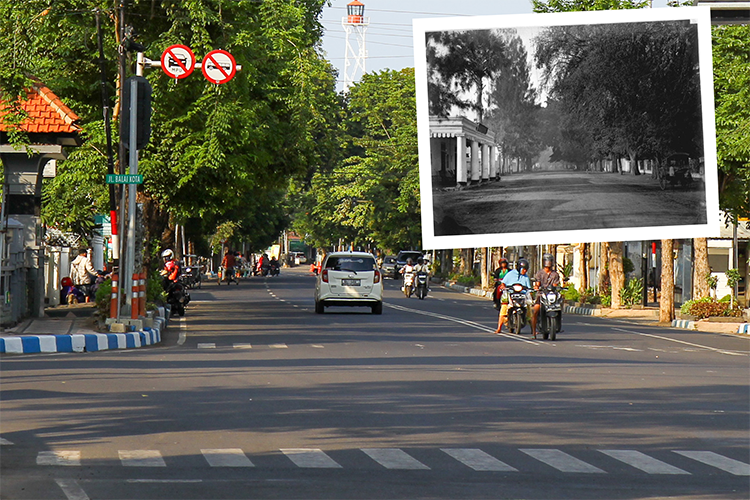 LEBAR: Jalan Balaikota kondisi sekarang dan dahulu (Inset). Zaman kolonial Jalan balaikota dikenal sebagai kawasan elit.