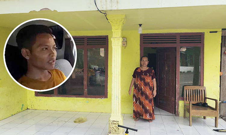 RUMAH ARJUN: Ibu Arjun Wijaya Kusuma (AWK), Musyani saat berada di rumahnya di RT 03 RW 02 Desa Ngepoh, Kecamatan Dringu, Kota Probolinggo. Inset, Arjun saat dibawa polisi.