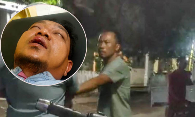 Caption foto: JADI BUKTI: Penggalan video pengeroyokan di Paiton. Inset, korban mengalami luka-luka.