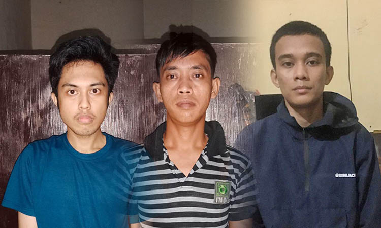 DITAHAN DAN DIPECAT: Tiga karyawan pabrik teh di Kejayan yang kini ditahan polisi karena terjerat kasus penggelapan minuman dalam kemasan.