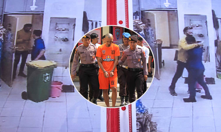 DILAWAN: Samsudi saat berduel dengan karyawan toko hingga akhirnya dia gagal. Inset, Samsudi yang sudah ditangkap petugas Polres Pasuruan di indekosnya Minggu (3/3).