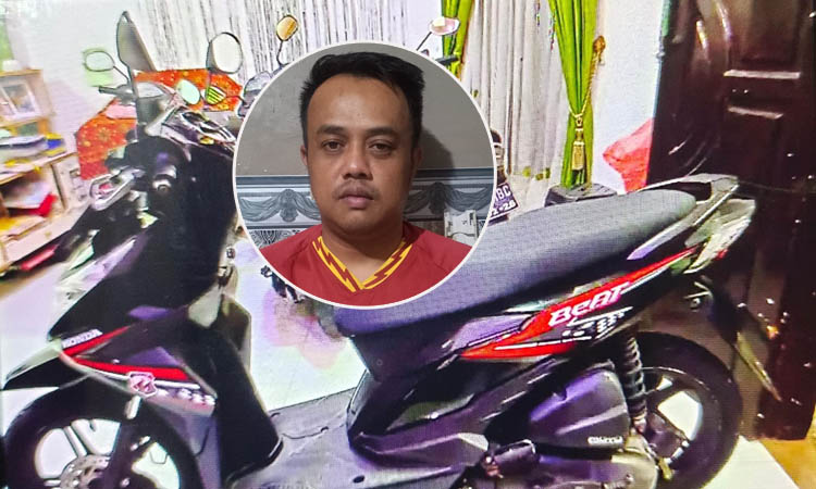 DIAMANKAN: Motor yang dicuri Panditoaji, Inset, Akhtiar Panditoaji, tersangka pencurian motor diamankan di Mapolsek Purwosari.