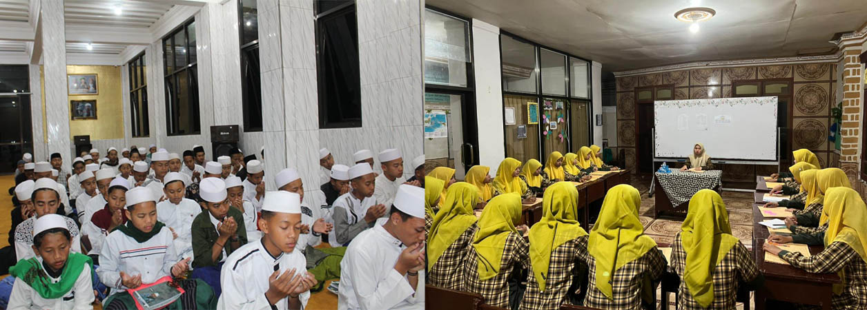 BELAJAR: Santri putra dan santriwati saat mengikuti kegiatan pondok pesantren.