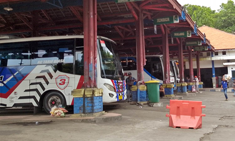NGETEM: Sejumlah bus menunggu penumpang di Terminal Bayuangga, Kota Probolinggo.