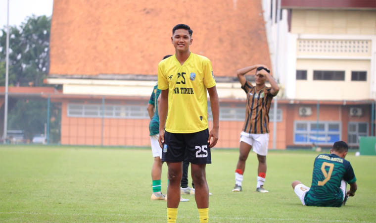 POTENSIAL: Sahrul Adhitya Ramadhani yag merupakan pemain binaan Askot PSSI Pasuruan.