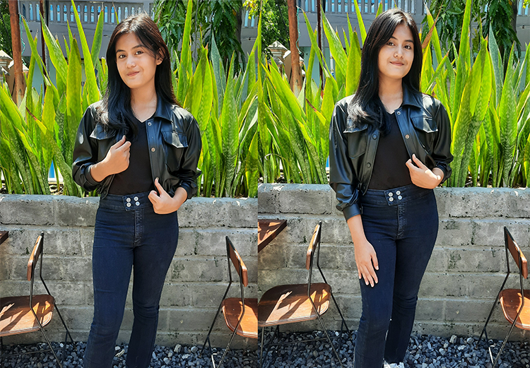 LEBIH BERANI: Amelia Nagatha Ivana, memakai busana ala lady rocker. Busana ini didominasi warna hitam dan yang tidak boleh ketinggalan adalah jaket kulit.