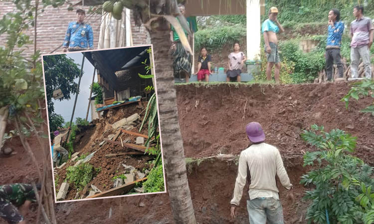 LONGSOR: Bencana tanah longsor terjadi di Kecamatan Pakuniran beberapa waktu lalu. Bulan april bencana hidrometeorologi telah mengalami penurunan.