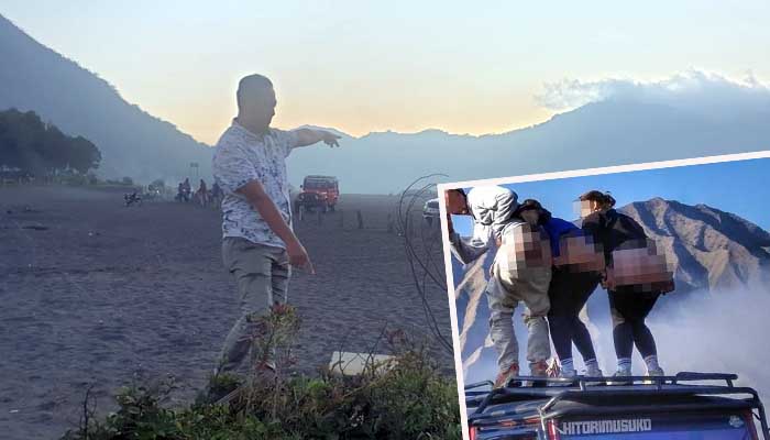LOKASI: Petugas mendatangi lokasi kawasan lembah Widodaren tempat 3 turis asal Belanda foto pose pamer bokong.