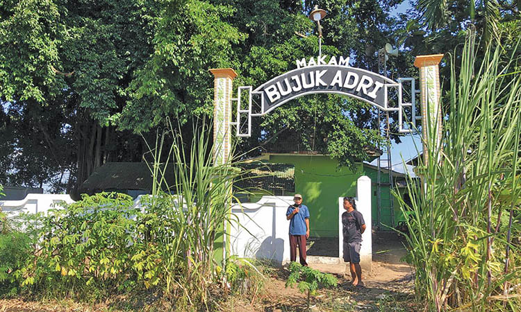 PESAREAN: Pesarean Mbah Bujuk Adri yang berada di Kelurahan Triwung Lor, Kecamatan Kademangan, Kota Probolinggo. Nuansa hijau menghiasi pesarean tersebut.