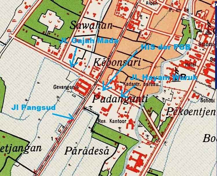 PETA: Gambar peta yang memuat lokasi gedung PGB pada 1912