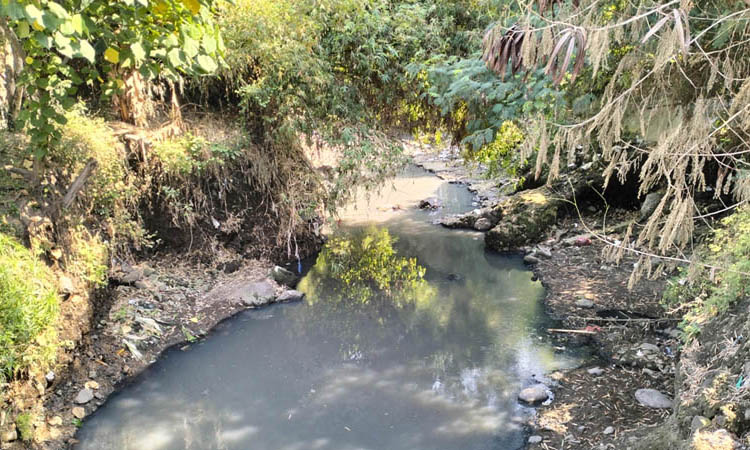 TERKADANG KERUH: Kondisi Sungai Wrati yang belakangan dikeluhkan warga.