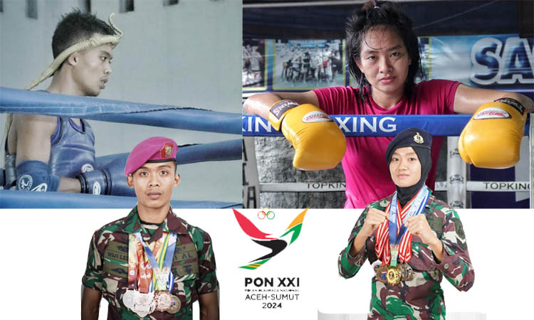 SIAP BERLAGA: Anisa Nur Rahmaniyah dan Wiji Lestari ketika berlatih di atas ring. Keduanya akan menjadi wakil Jatim saat PON XXI Aceh-Sumut nanti. Anisa dan Wiji Ketika menggunakan seraga