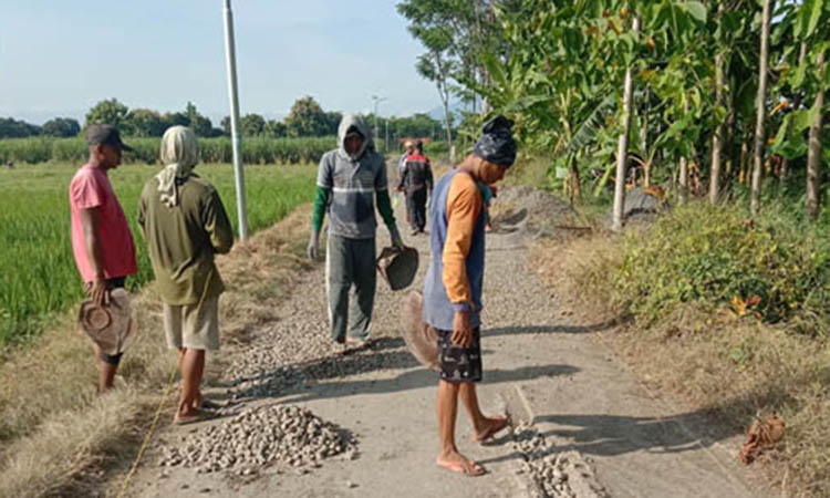 DIUTAMAKAN: Pembangunan rabat beton di dusun Krajan. Saya jalan ini merupakan jalan utama masyarakat dalam melakukan aktivitas, baik di bidang ekonomi kesehatan maupun pendidikan.
