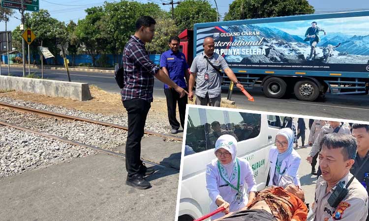 Petugas saat melakukan olah TKP di Bugul Kidul, inset korban Yoni saat dirawat.