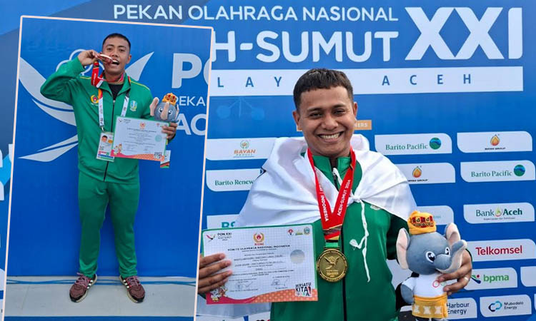 ANDALAN JATIM: Wahyu Anggoro Tamtomo yang meraih emas di nomor 50 meter surface putra dan memecahkan rekor. Farid Ainun Najib yang meraih perak di nomor 50 meter bifins putra.